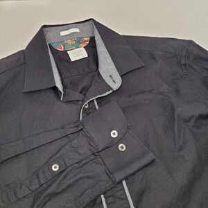 Guild Rare Rabbit Men's Long Sleeve Black Button Up Shirt, Size‎ M